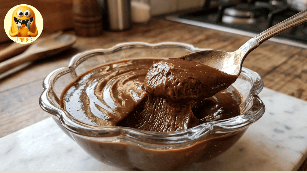 Budino al cacao cremoso servito in coppetta